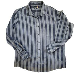 Vtg Sasson Dress Shirt Grey Stripe Men’s Large